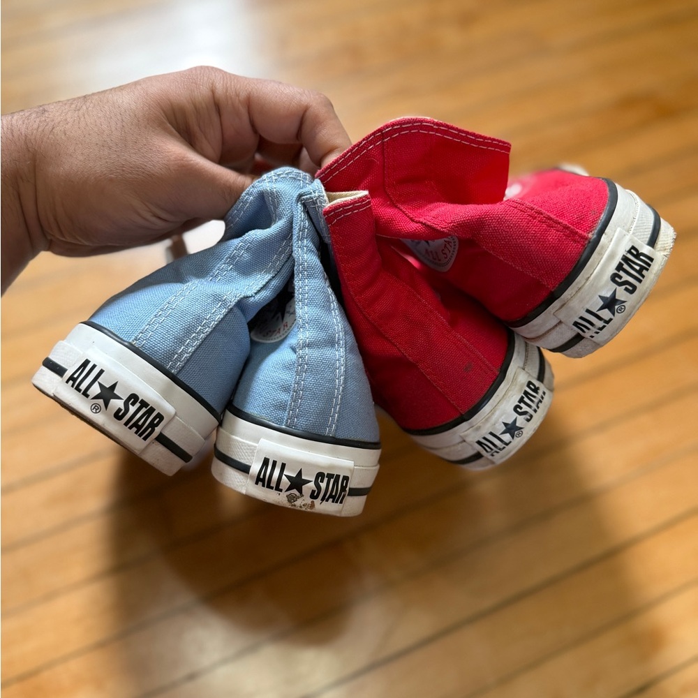2 Converse Chuck Taylor All Star Red & Blue Canvas Sneakers Unisex Sz. 7Wom/5Men - Picture 6 of 7